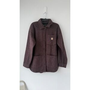 NWOT Carhartt Womens Wool Blend Fleece XS Overshirt Jacket Burgundy